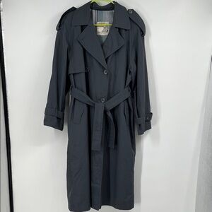 London Towne Grey Trench Coat Jacket Size 14 Petite